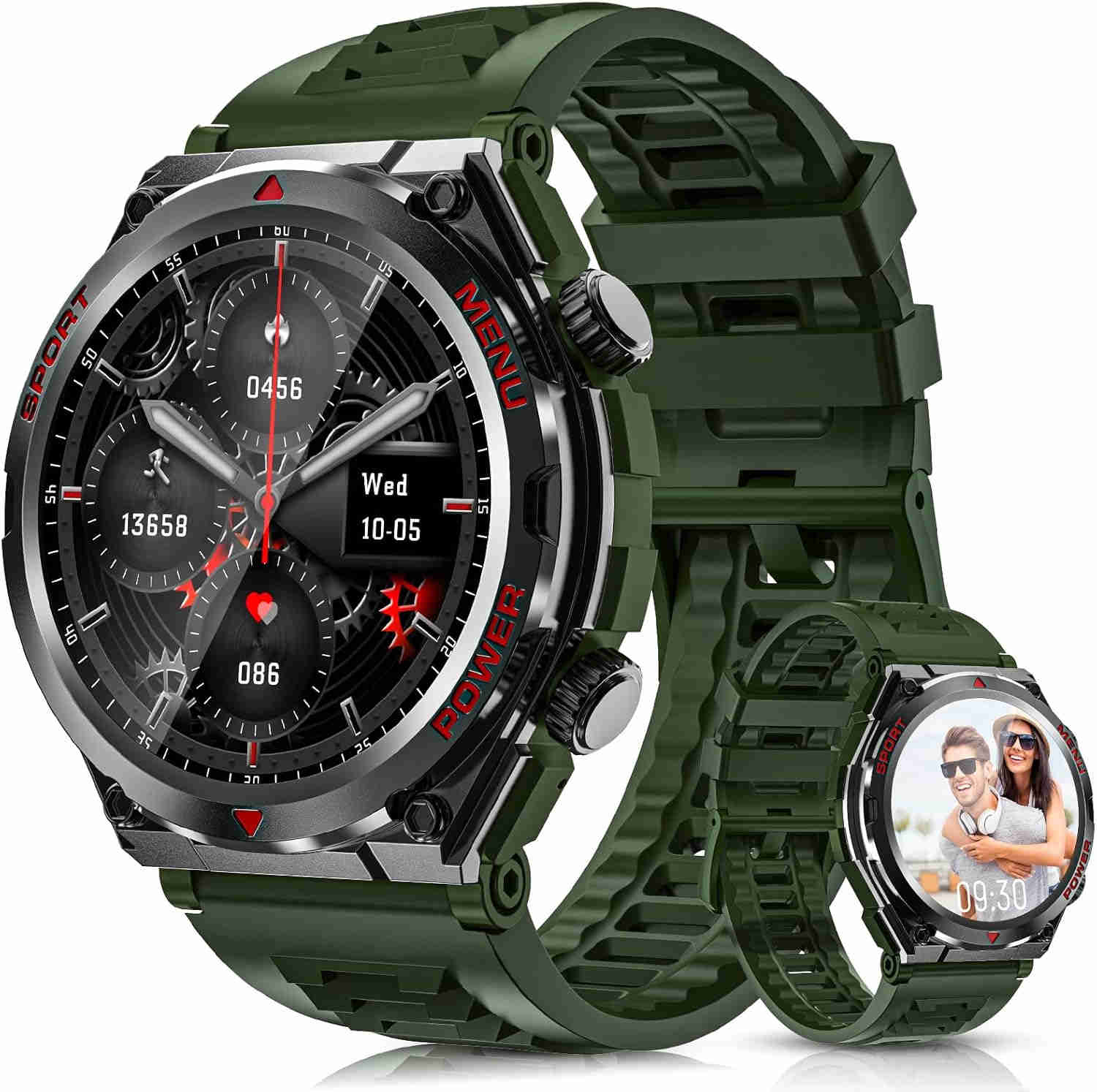 Nehcovbo Military Smart Watch for Men Women, 1.52